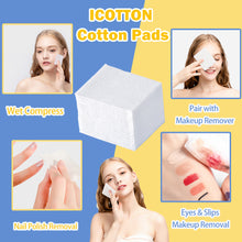 Load image into Gallery viewer, 100% Cotton Face Towels, 50 Pcs Biodegradable Towels & 150 Pcs Cotton Pads for Sensitive Skin.