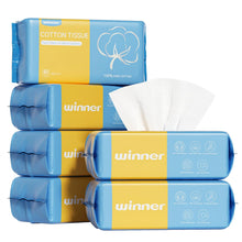Load image into Gallery viewer, Winner Soft Dry Wipe, Made of Cotton Only, 7.87" x 7.87" 600 Count Unscented Cotton Tissues for Baby Sensitive Skin