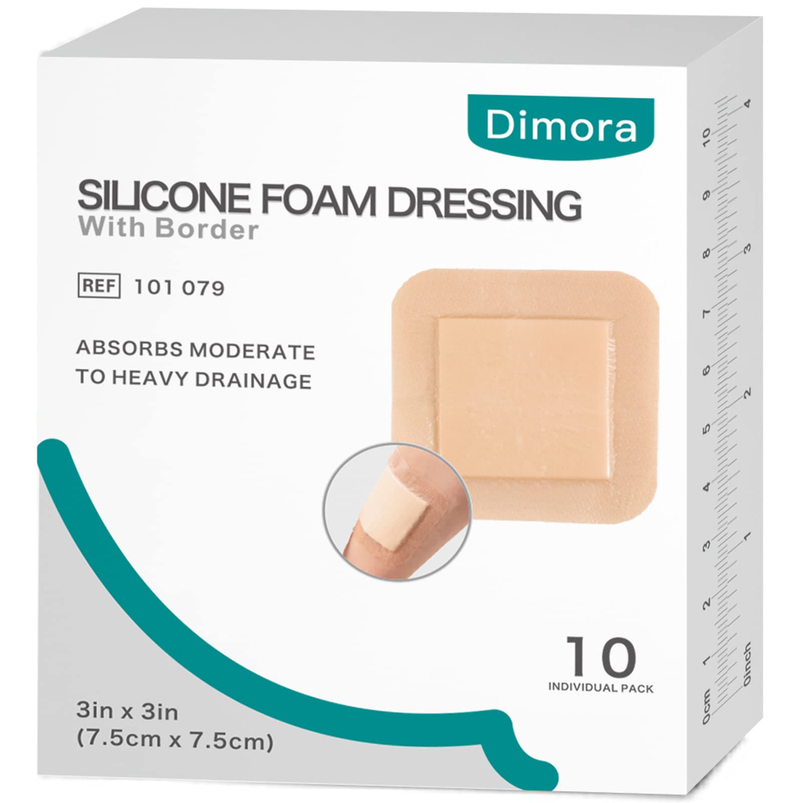 Dimora Silicone Foam Dressing with Border Adhesive Waterproof Wound Dr