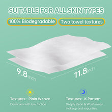 Load image into Gallery viewer, ICOTTON 2 in 1 Disposable Face Towel-100%Cotton Clean Towels for Daytime and Nighttime Use, Large Size Biodegradable Facial Cleansing Towelette Single Use Face Towel for Sensitive Skin Makeup Removing
