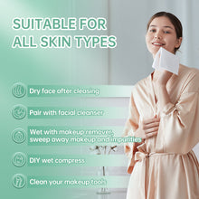 Load image into Gallery viewer, ICOTTON 2 in 1 Disposable Face Towel-100%Cotton Clean Towels for Daytime and Nighttime Use, Large Size Biodegradable Facial Cleansing Towelette Single Use Face Towel for Sensitive Skin Makeup Removing
