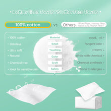 Load image into Gallery viewer, ICOTTON 2 in 1 Disposable Face Towel-100%Cotton Clean Towels for Daytime and Nighttime Use, Large Size Biodegradable Facial Cleansing Towelette Single Use Face Towel for Sensitive Skin Makeup Removing
