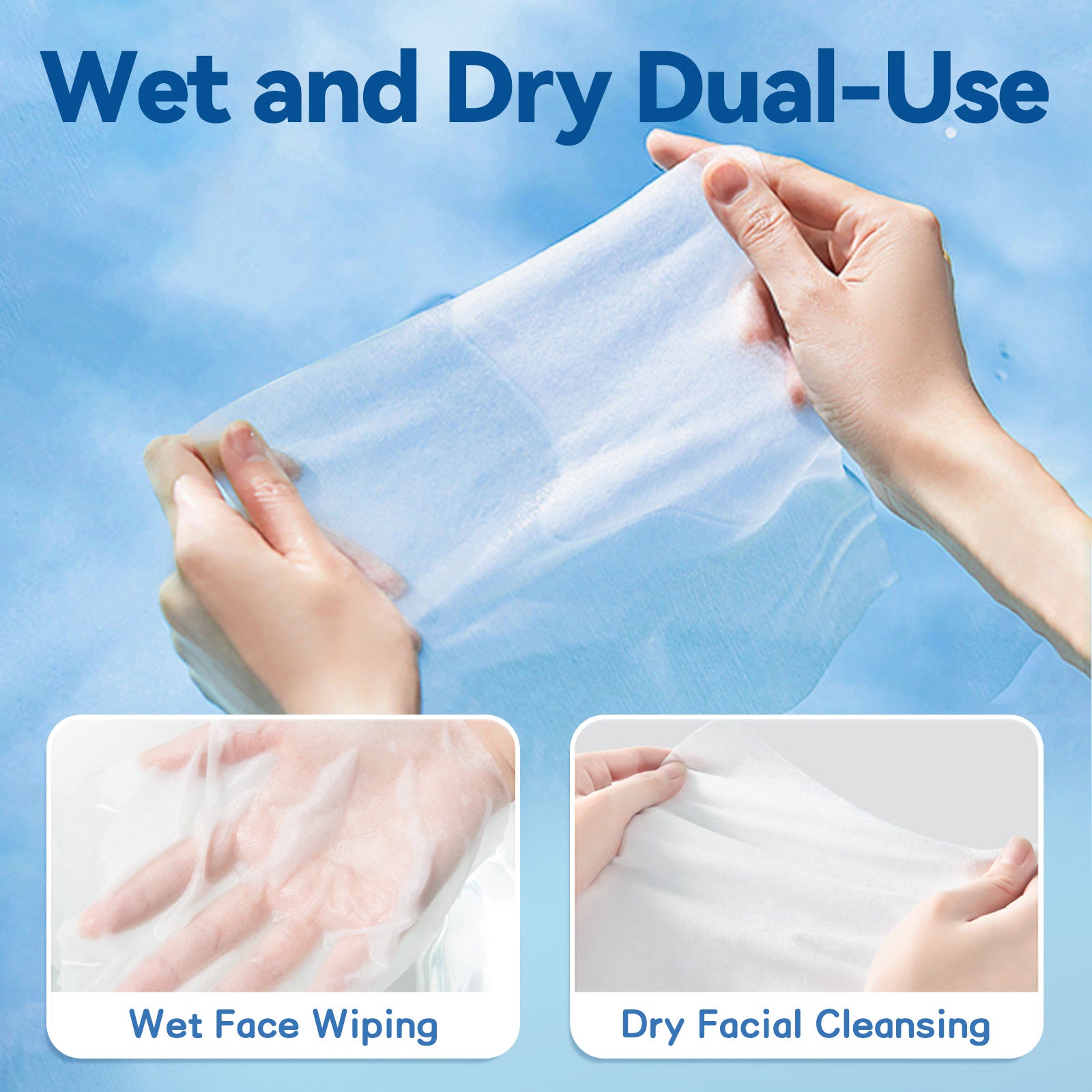 Winner Soft Face Towels, Upgraded Thicker 100% USA Cotton Dry Wipes, Unscented and Gentle on Sensitive Skin, Disposable Makeup Remover and Facial Towelettes