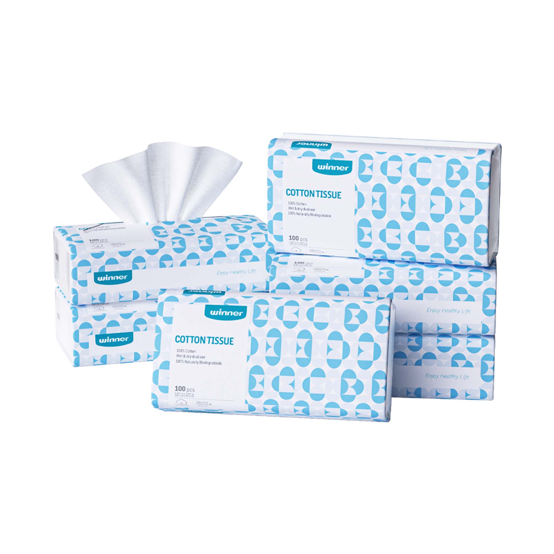 Winner 100% Cotton Dry Wipes, Softness, Use for Daily Cleaning and Face Care