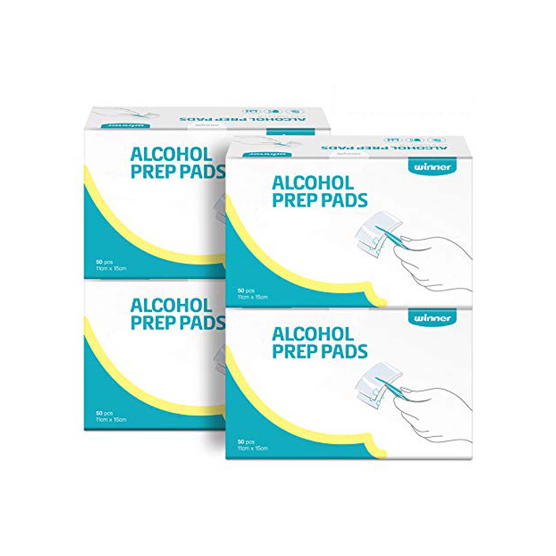Winner Sterile Alcohol Prep Pads Large Alcohol Rubbing Pad for Skin Alcohol Cleaning Pads for Injecttion Individual wrapped 4-Ply 200 Counts