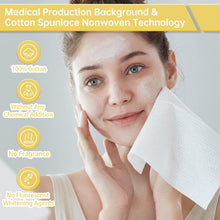 Load image into Gallery viewer, 100% Cotton Face Towels, 50 Pcs Biodegradable Towels &amp; 150 Pcs Cotton Pads for Sensitive Skin.
