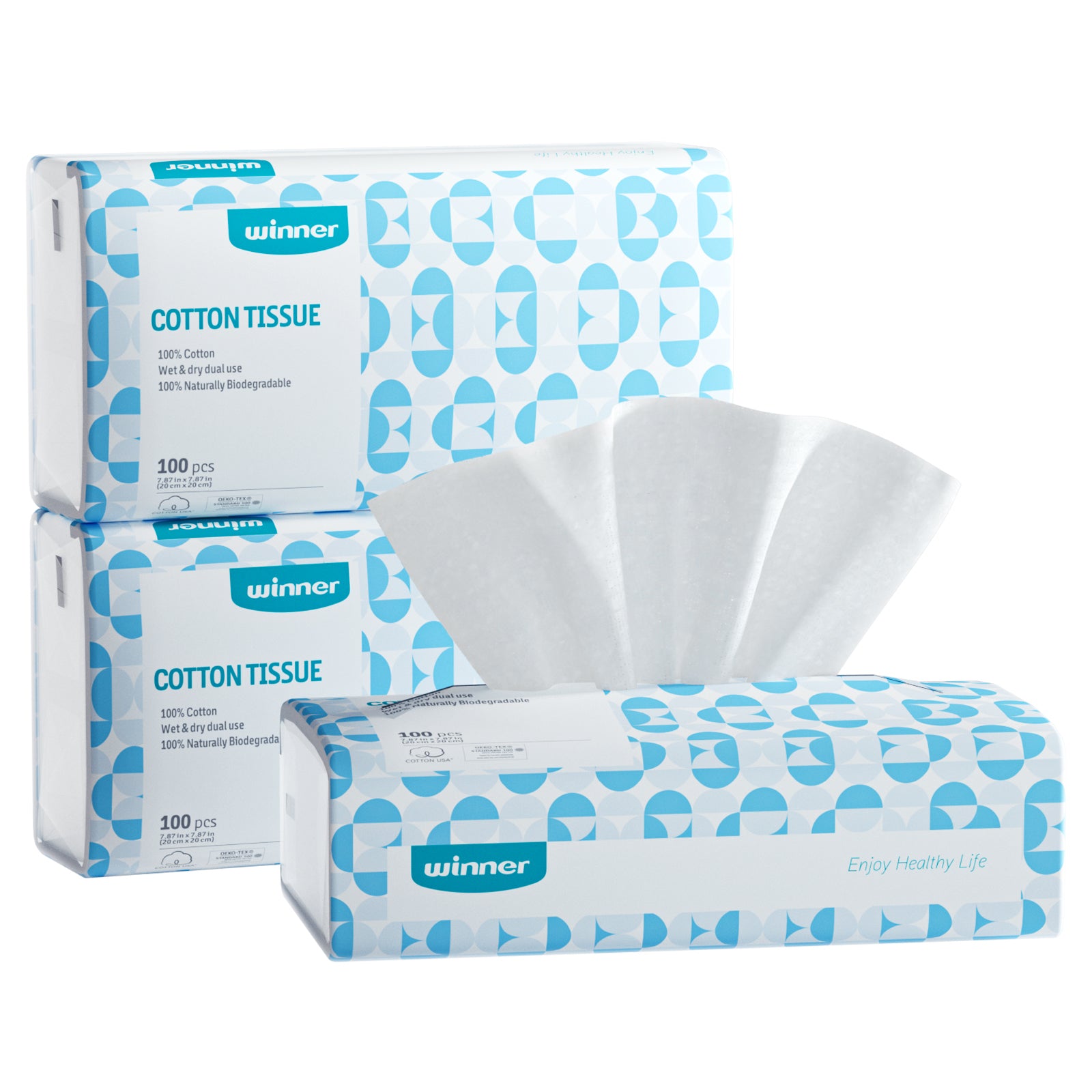 Winner 100% Cotton Dry Wipes, Softness, Use for Daily Cleaning and Face Care